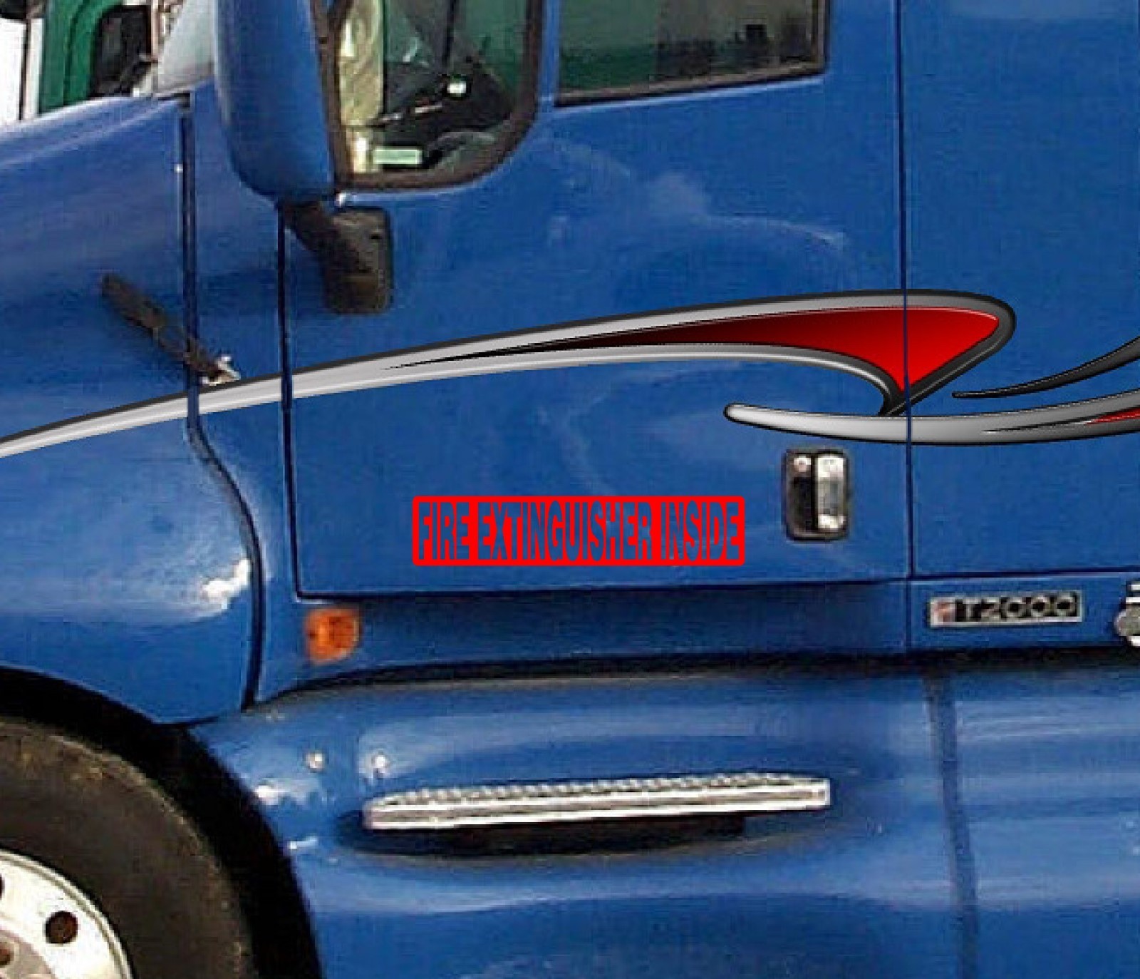 FIRE EXTINGUISHER INSIDE DECAL STICKER SEMI TRUCK 18 WHEELER 1 SET OF 2