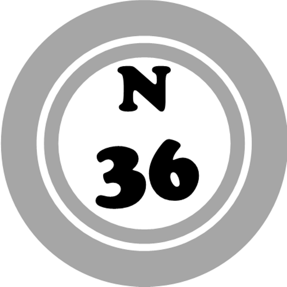 N 36 N36 Bingo Ball – 3 Inch Circle Sticker 3" x 3" – Hobby Number Board Lucky