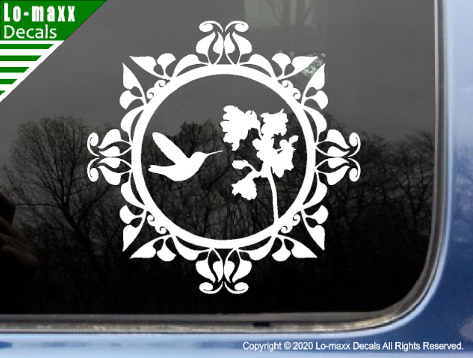 Hummingbird & Floral Art Nature Lover Beautiful High Quality Die Cut Vinyl Decal