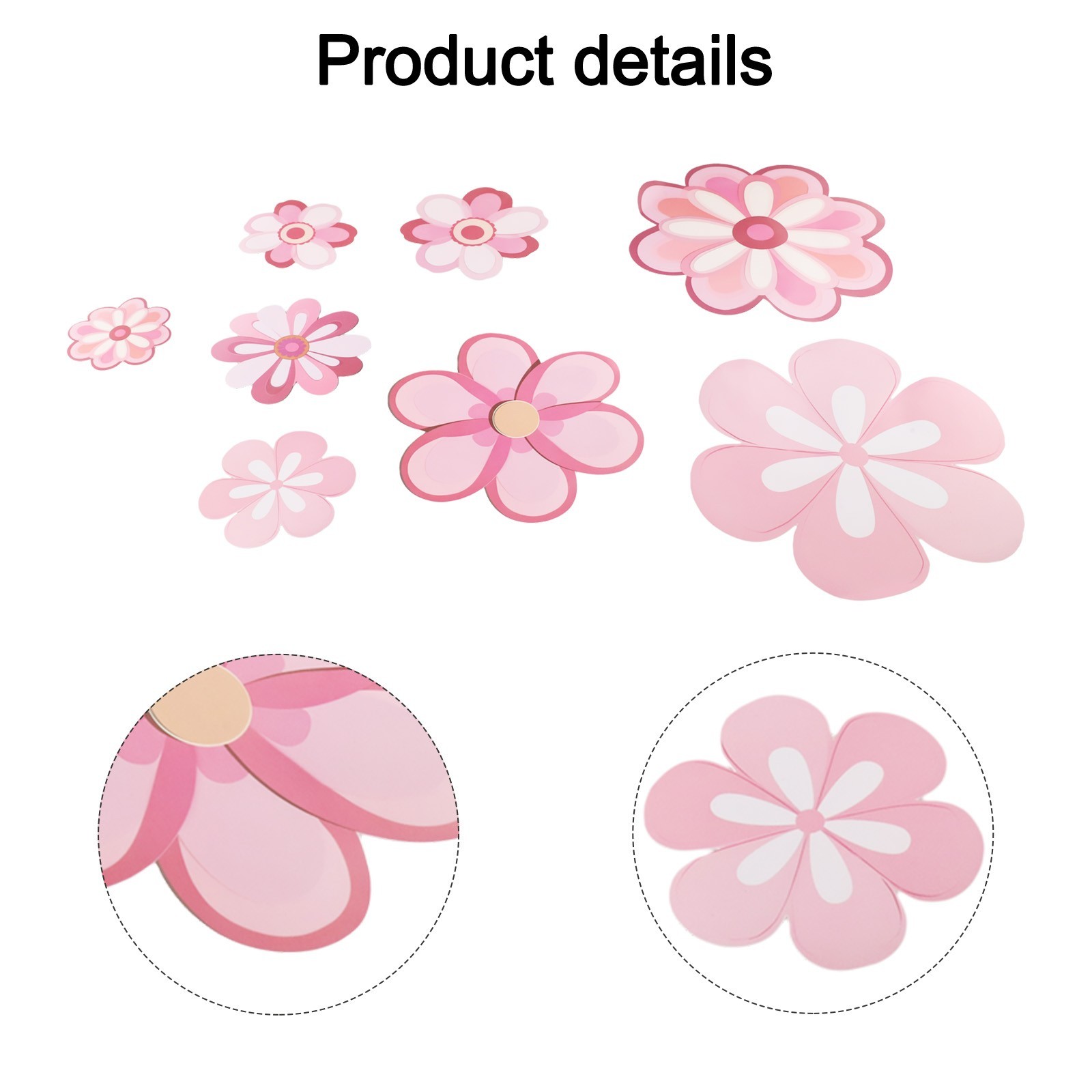 Set of 8 Floral Wall Decals for Living Spaces Waterproof and Removable