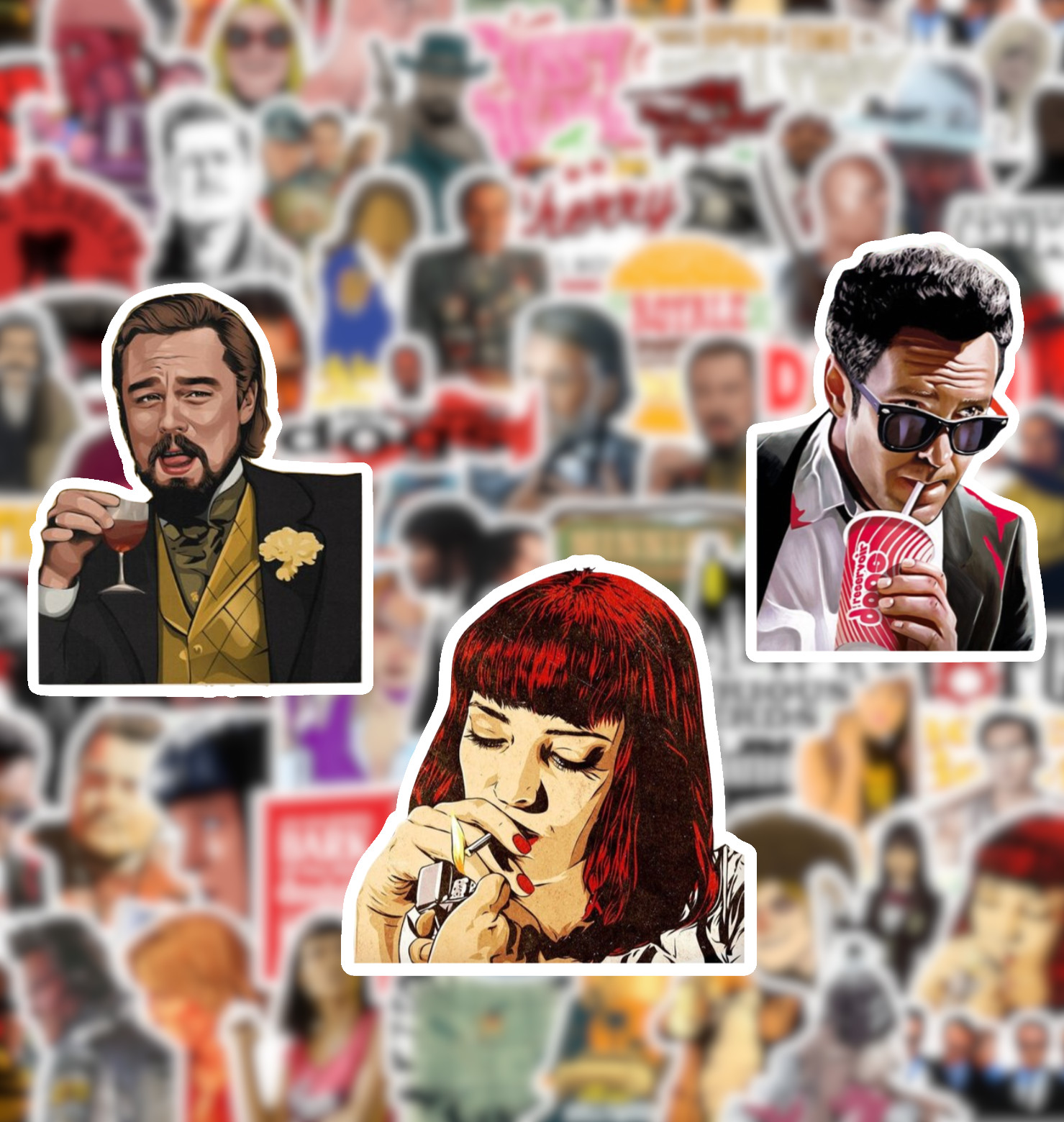 25/50 Tarantino Movie Sticker Pack-Waterproof Vinyl- Pulp Fiction Kill Bill