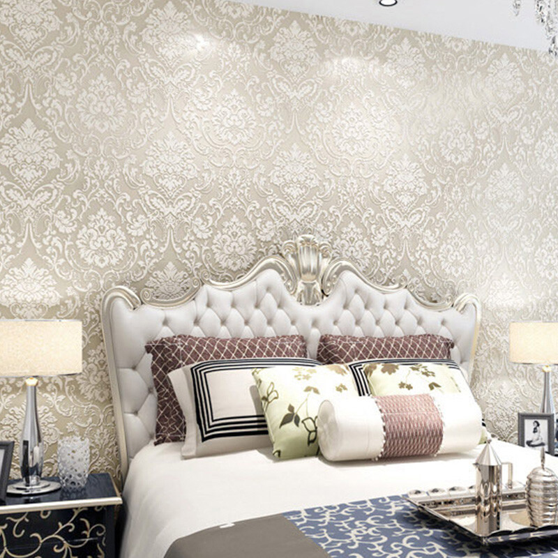 3D Embossed Flower Glitter Wallpaper Embossed Non-Woven Textured Wall Decor-