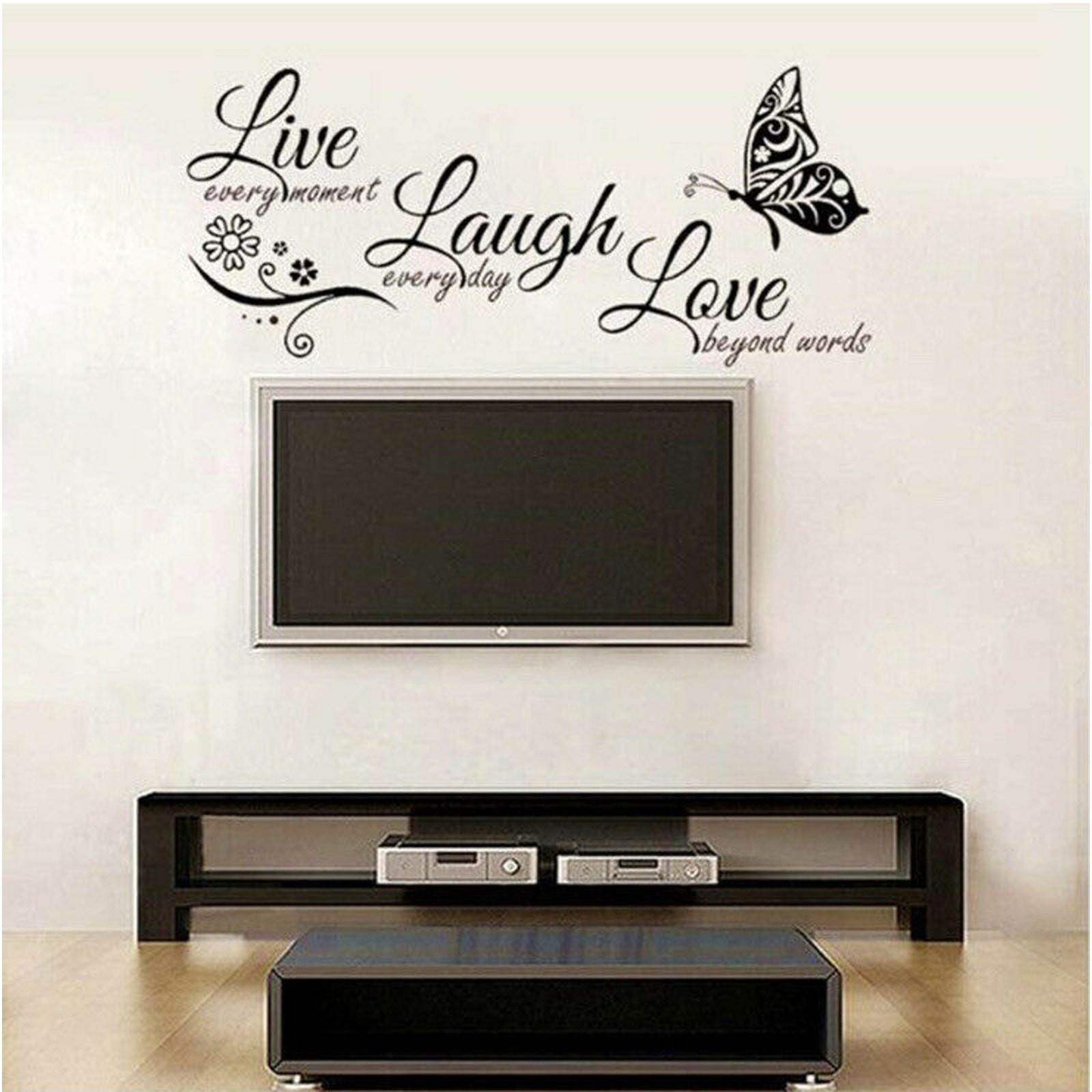 Live Laugh Love Butterfly Flower Wall Decal Sticker Vinyl Home Decor Wall Art