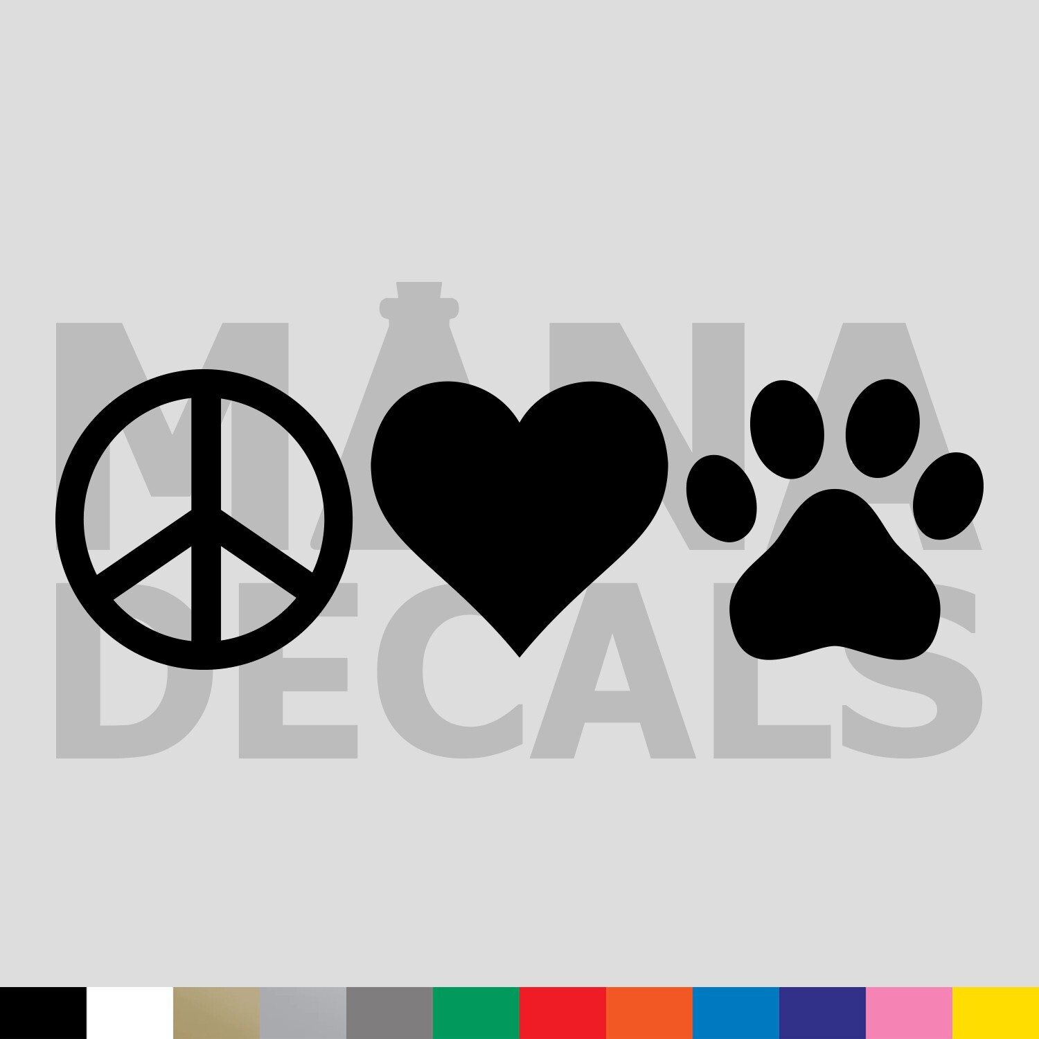 Peace Love Paw Vinyl Die Cut Decal Sticker – Symbol Heart Cat Dog Pet Animal