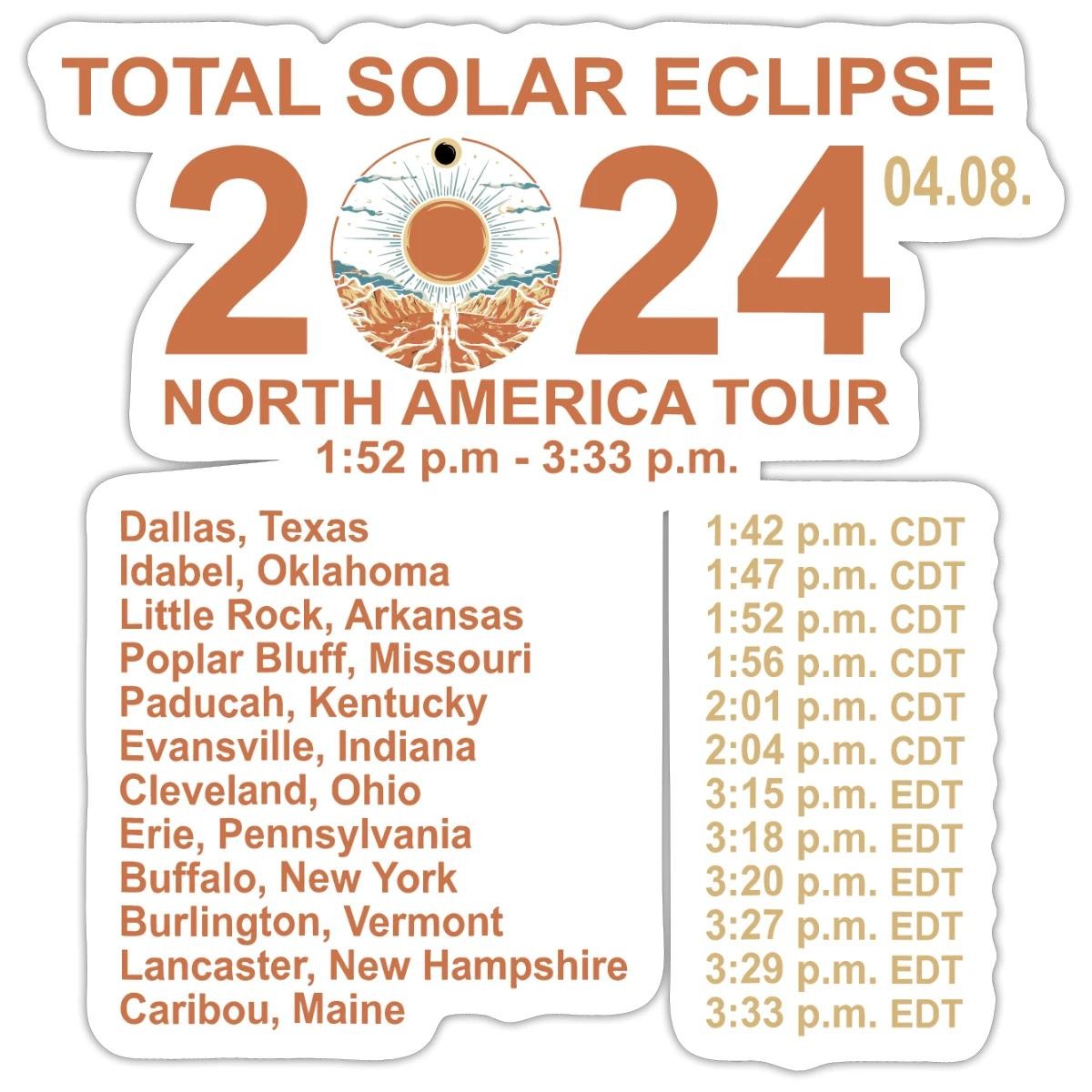 Total Solar Eclipse 2024 Path Sticker, max. 4 x 4"
