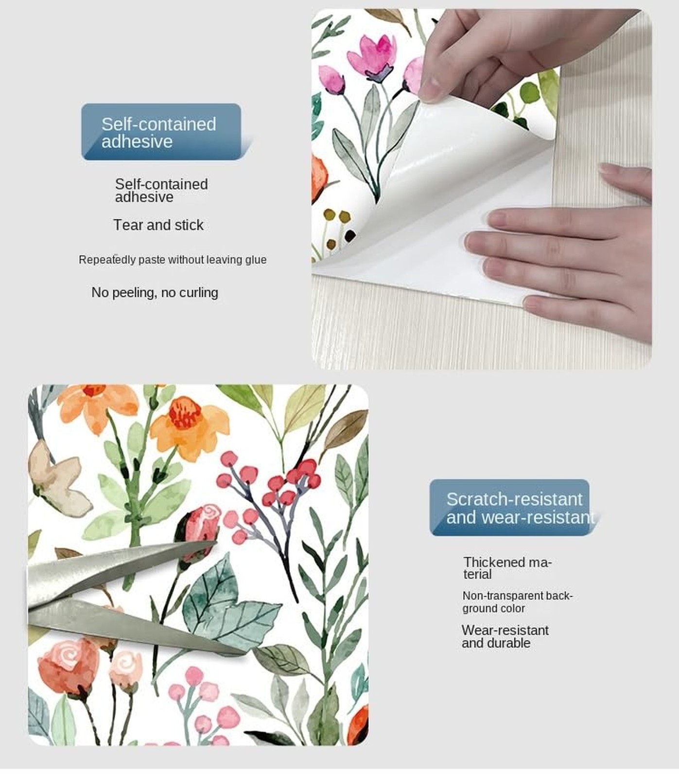 GeRRiT 17.32"x118" Floral Wallpaper Peel and Stick Boho Textured Wall Paper f…