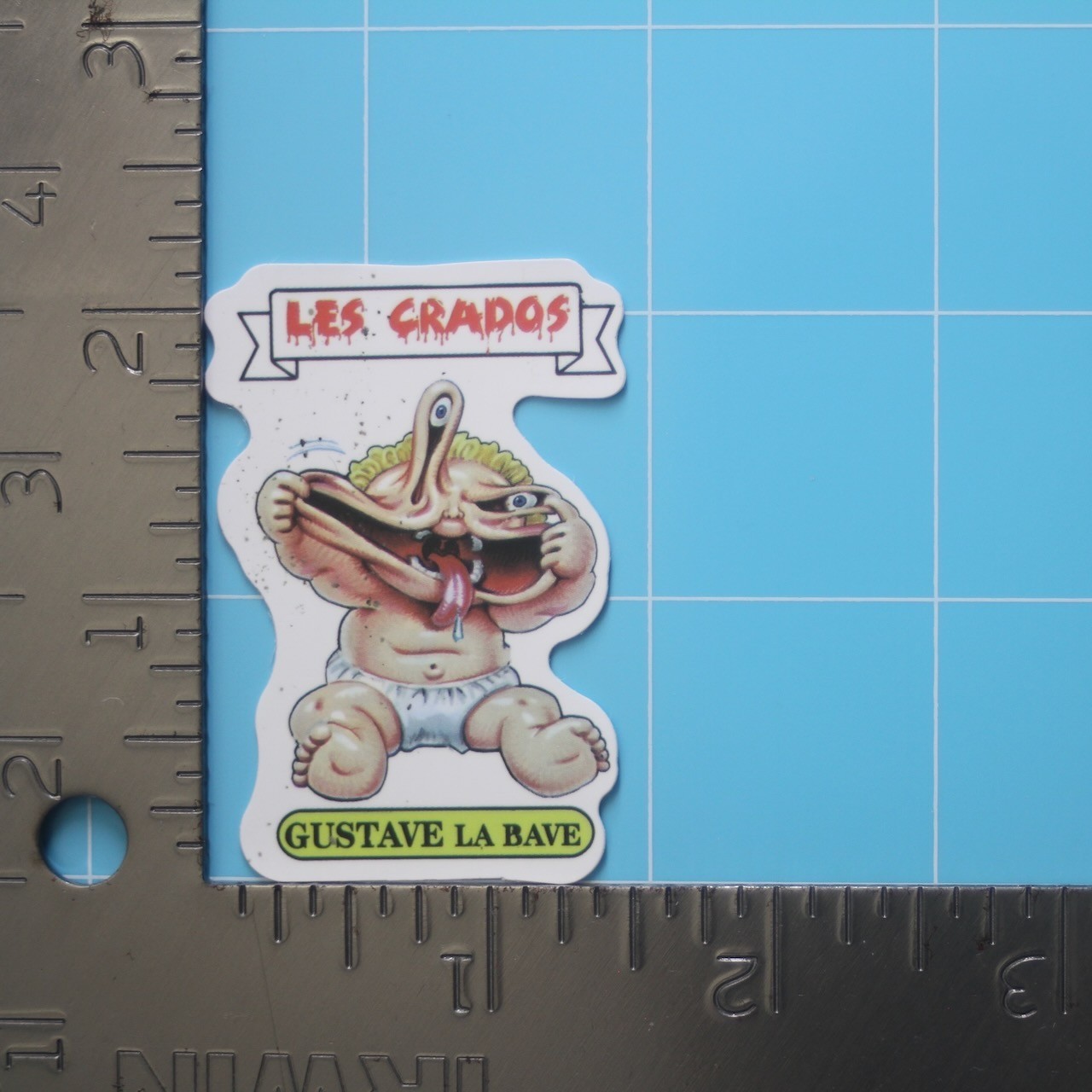 Garbage Pail Kids Sticker (GUSTAVE LA BAVE) GPK French Version, Gloss PVC Decal