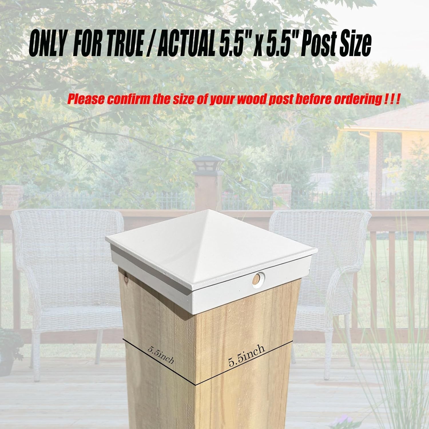 6×6 White Fence Post Caps Powder-Coated Aluminum Pyramid Deck Caps for 6×6 No…