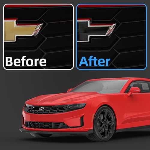 Auto Emblem Vinyl Wrap Kit, 6PCS Compatible with Chevy Bowtie High Gloss Black