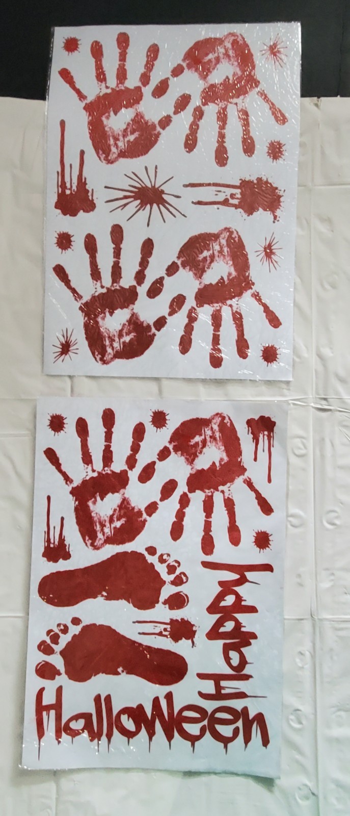 6 Sheets Halloween Decoration Stickers Handprint Footprint Cat Ghost Spider