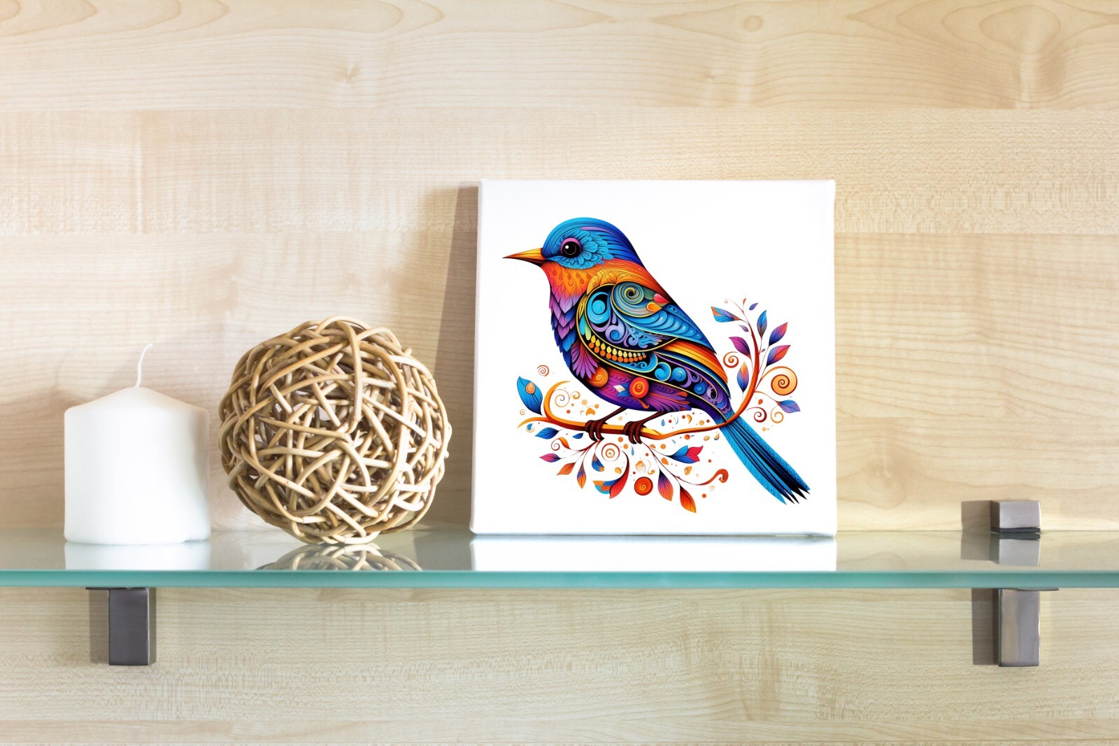 Colorful Doodle Bird UV DTF Transparent Sticker / Decal
