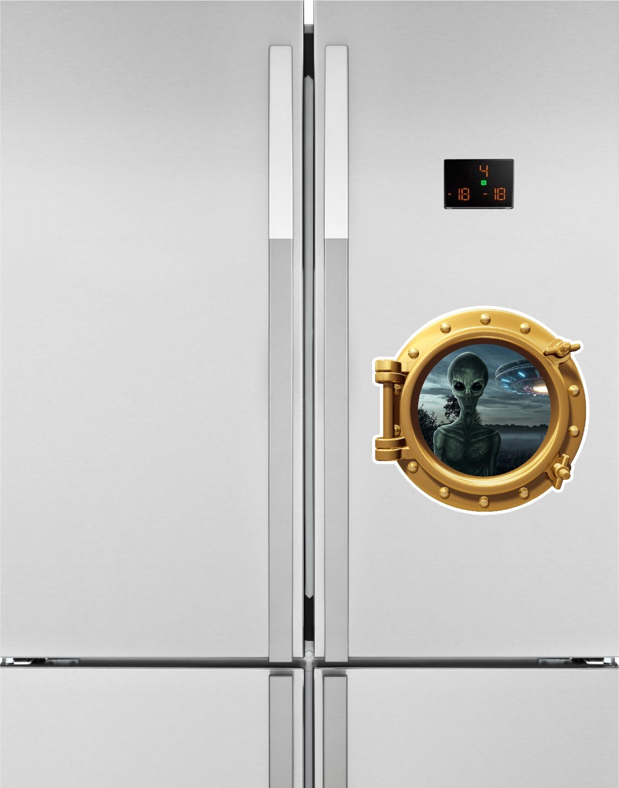Alien Landing Area 51 Porthole Wall Sticker Eerie Scary Design High Quality