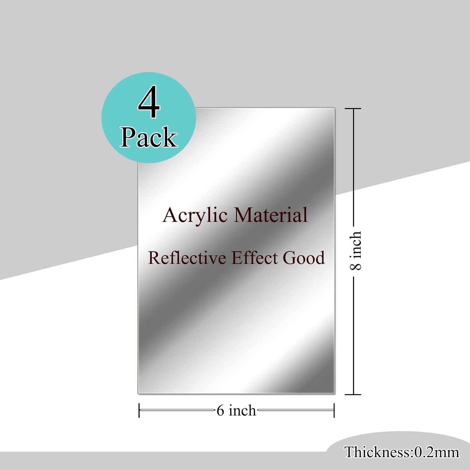 8×6 Inches Self Adhesive Acrylic Mirror Tiles 0.2mm Waterproof Flexible Mirro…
