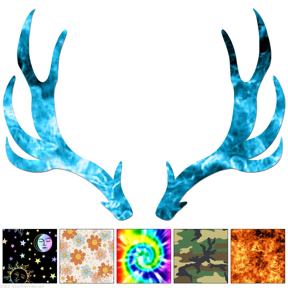Deer Rack Antlers – Decal Sticker – Multiple Patterns & Sizes – ebn6720