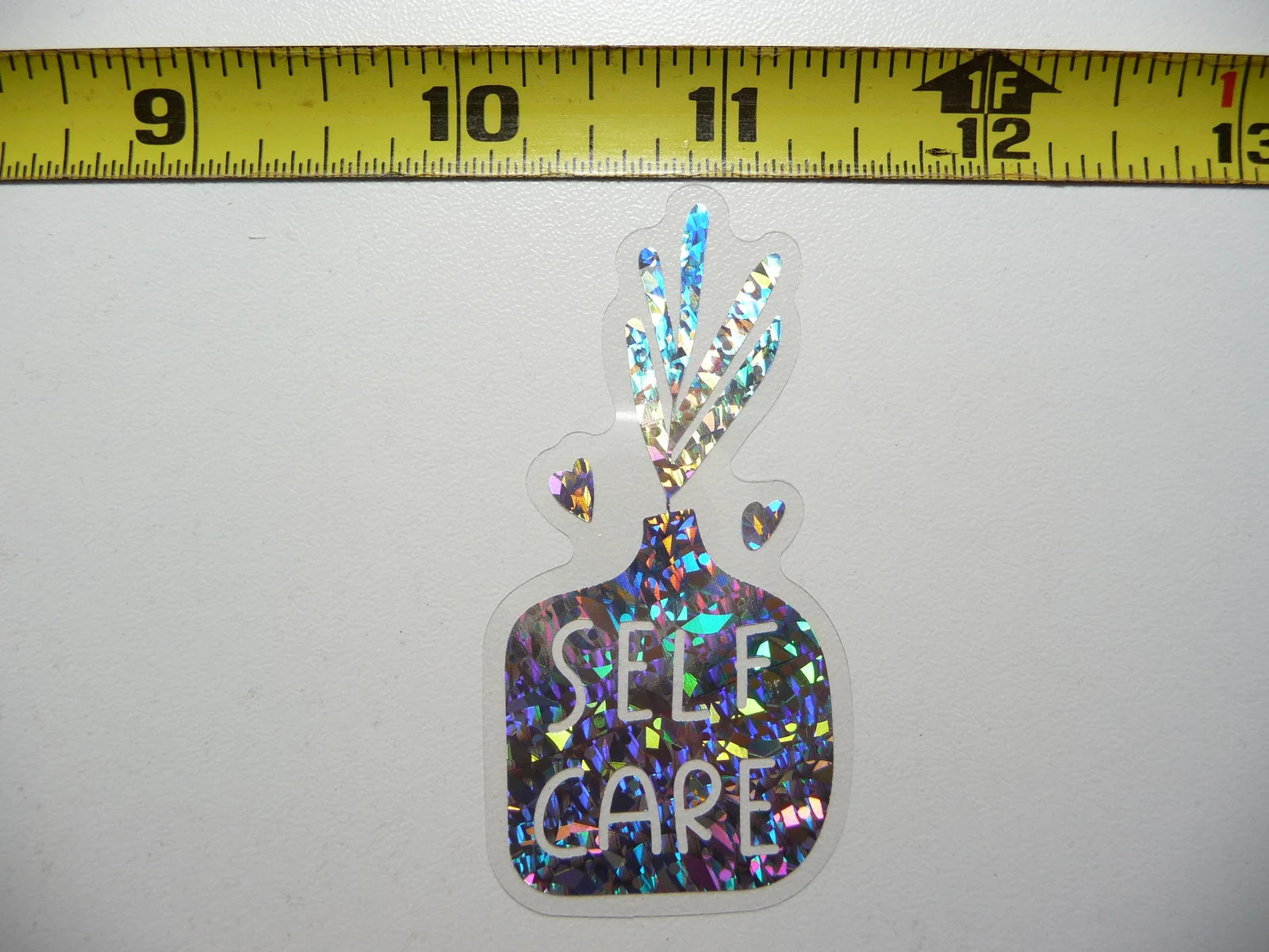 SELF CARE PLANT IN VASE SMALL STICKER DECAL HOLOGRAPHIC POSITIVE MOTIVATIONA