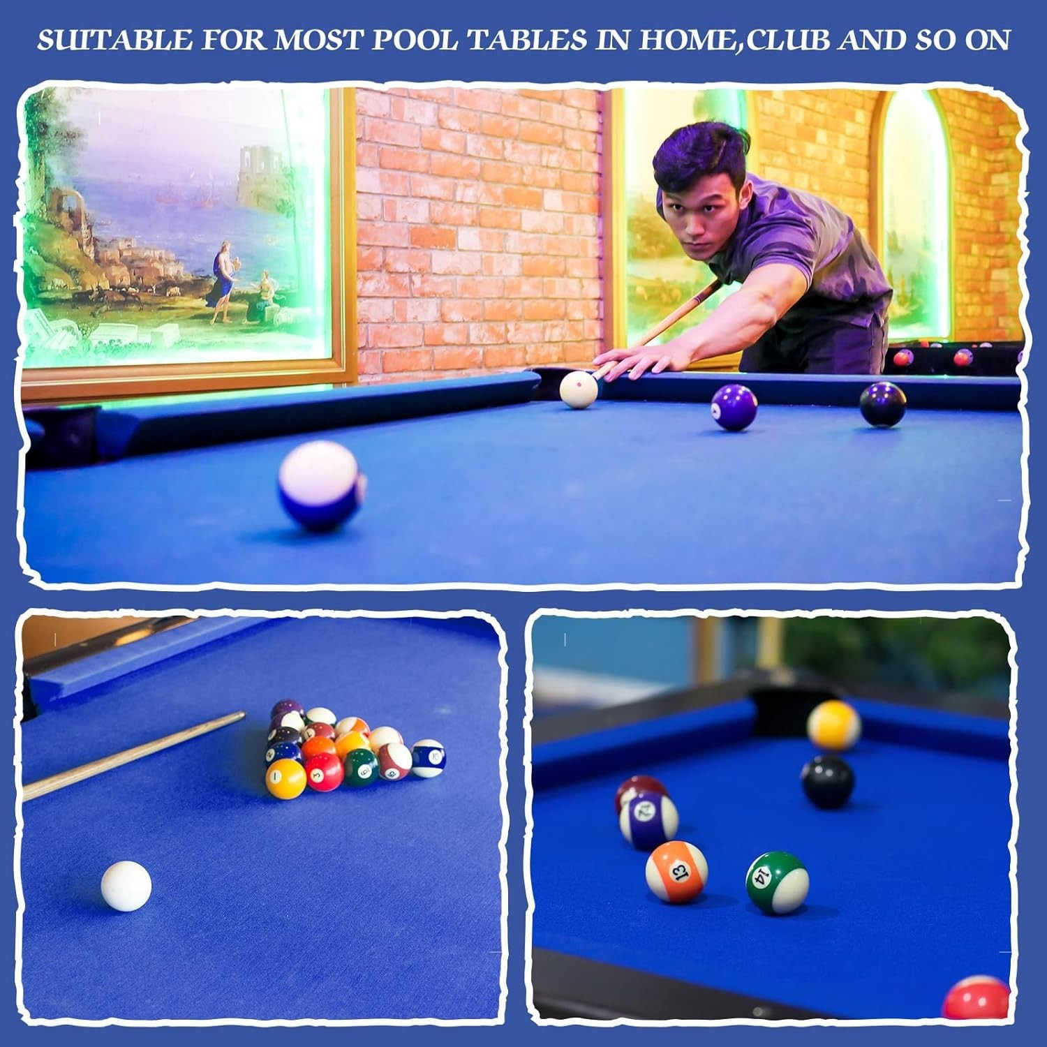 Billiard Cloth for 8 ft Pool Table Pre Cut Felt with 6 Cloth Strips and 6 Pool T