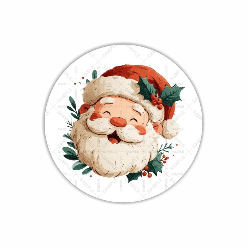 Santa Claus Face Christmas Round Dot Stickers Set, 1.2" & 1.5"