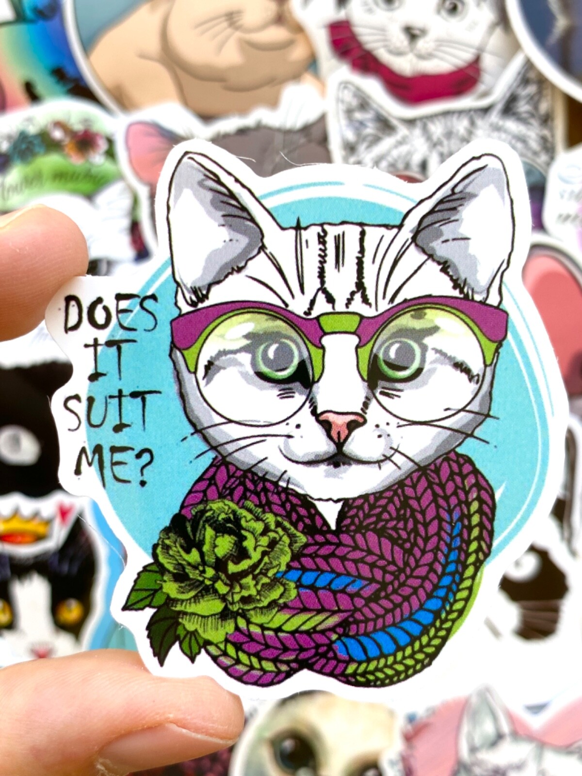 5-50 pcs Cat Meme Stickers, Cat Lover Gifts, Cute Funny Sad Fat Cat Vinyl Decals