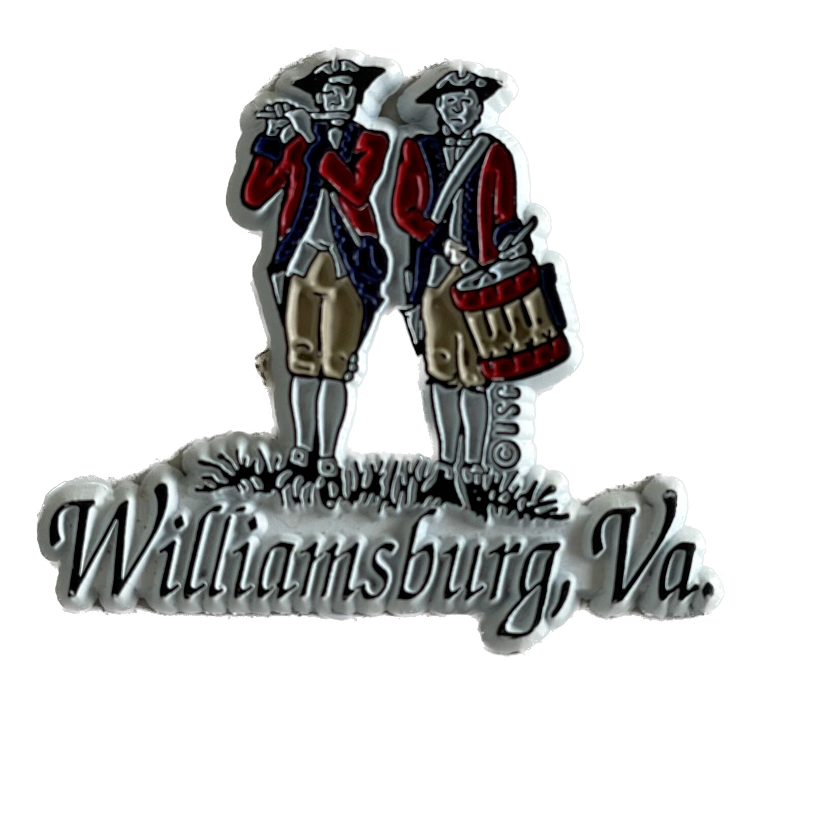 Williamsburg, VA Fife & Drum Colonial Red Coats Rubber Magnet Vintage 2.5 x 2 in
