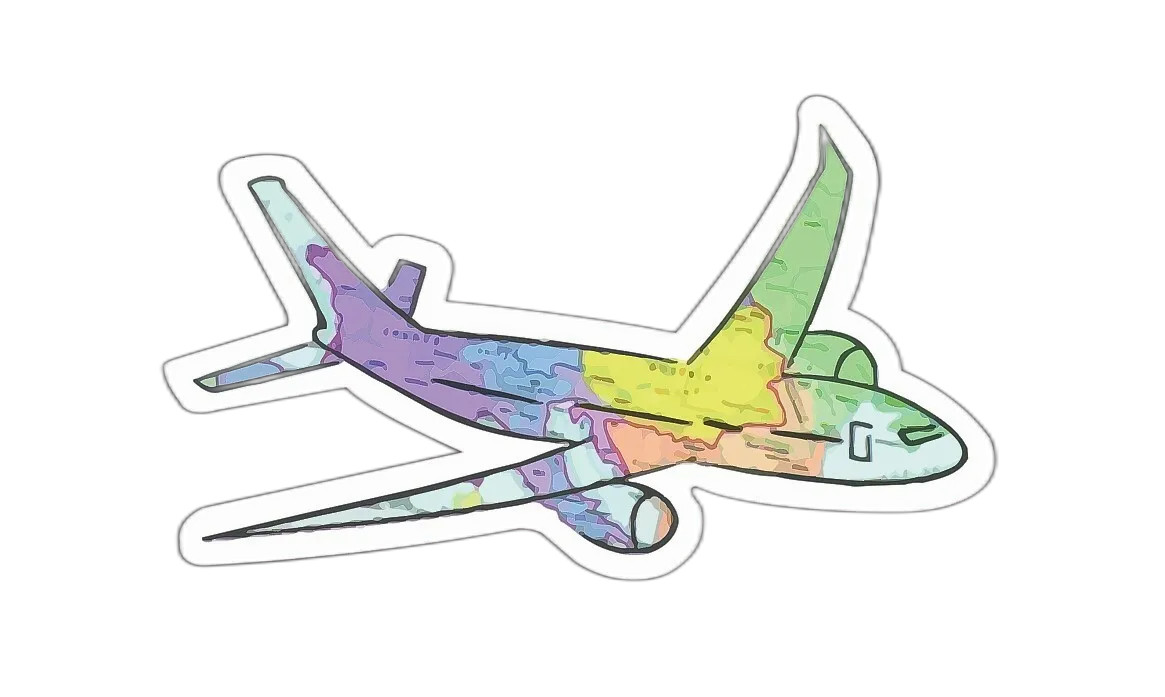 Airplane Map Design Sticker Decal