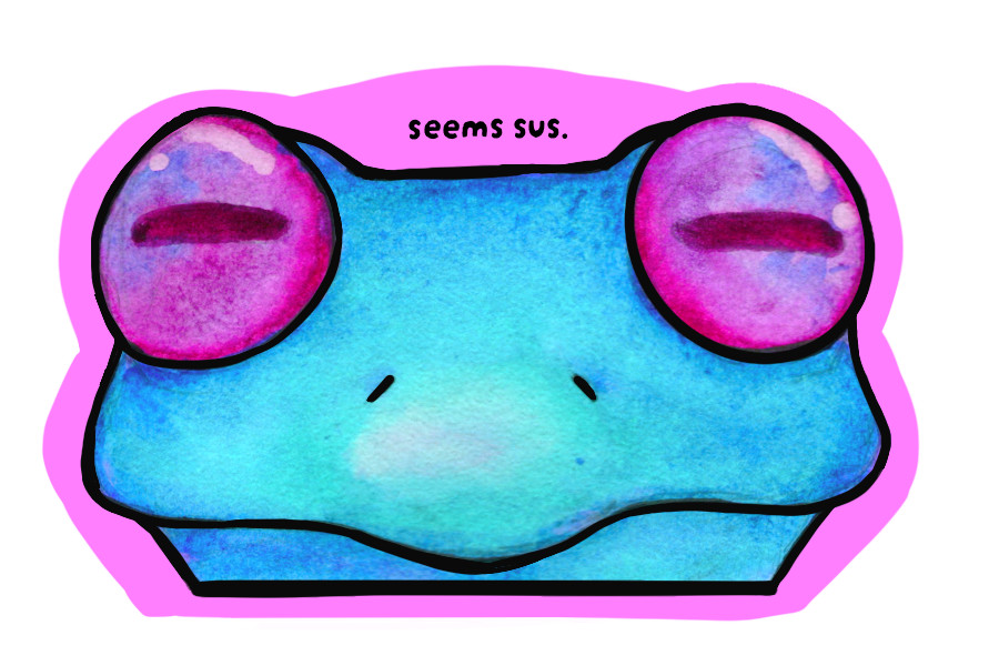 Seems Sus Frogs Holographic Waterproof Vinyl Sticker Sheet by KayshaLacyArt