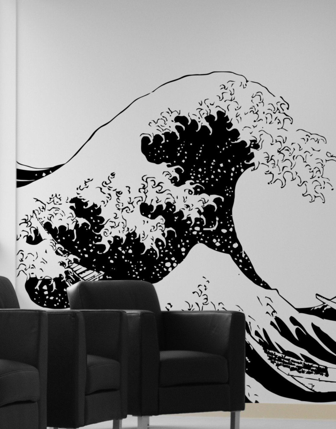 Japanese The Great Wave Off Kanagawa by Hokusai Wall Decal. Stickerbrand #363