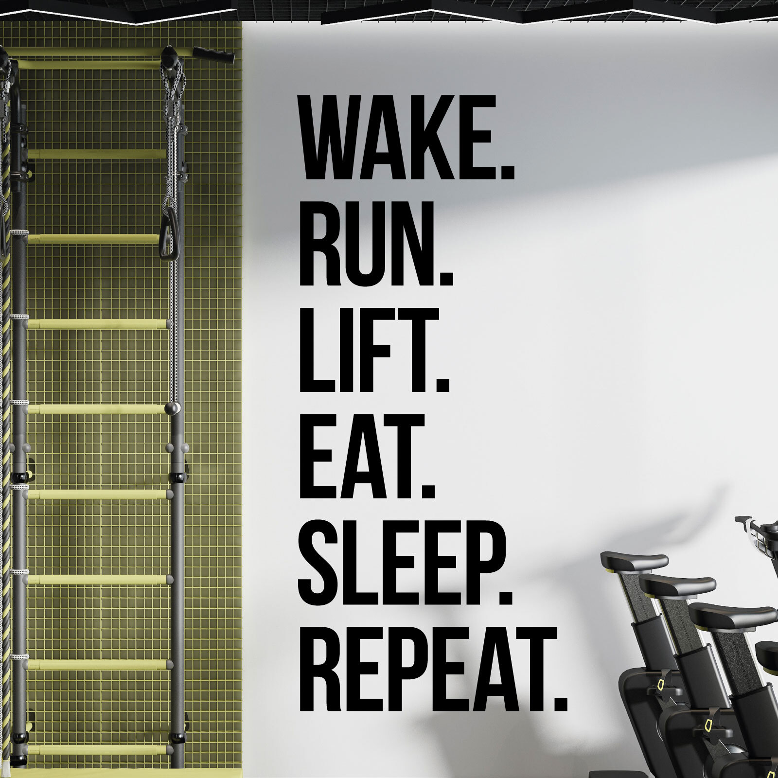 Wake. Run. Lift. Eat. Sleep. Repeat. – Gym Motivational Vinyl Wall Sticker UK