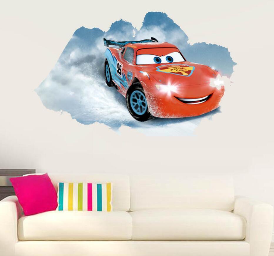 NEW Disney lightning McQueen Cars 3D HUGE Wall Stickers Kids Home Decor USA