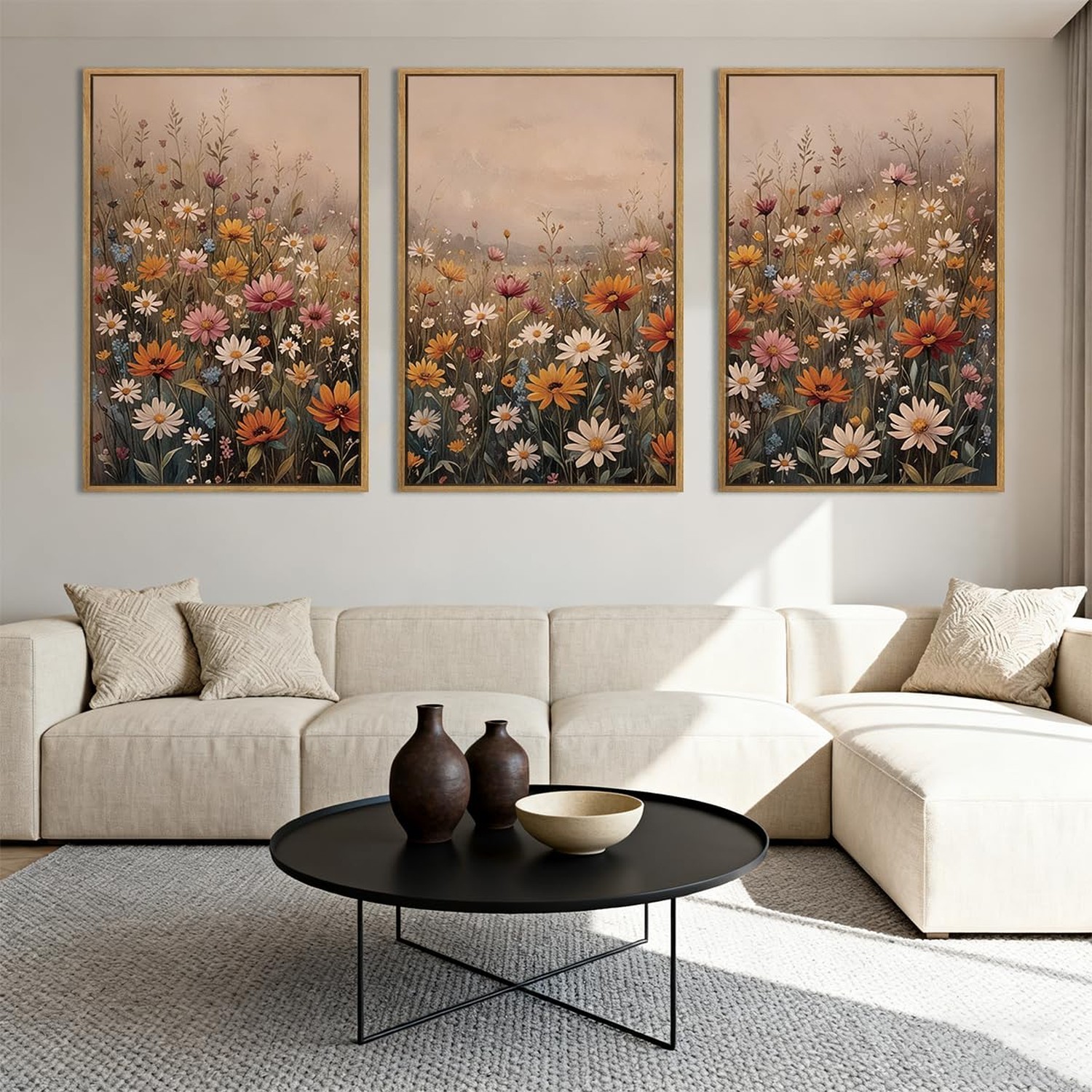 IARTTOP Framed Floral Canvas Wall Art Large 16×24 Inch Colorful Wildflower Ar…