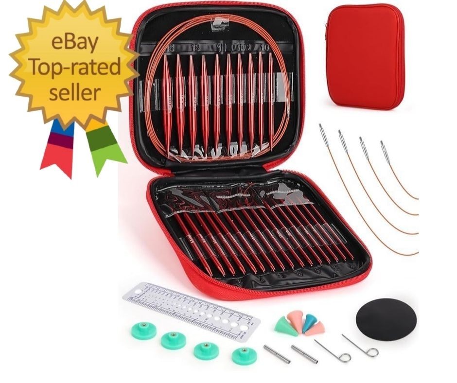 Interchangeable Knitting Needle Set w/Circular Cable for Crafters, 13 Needles