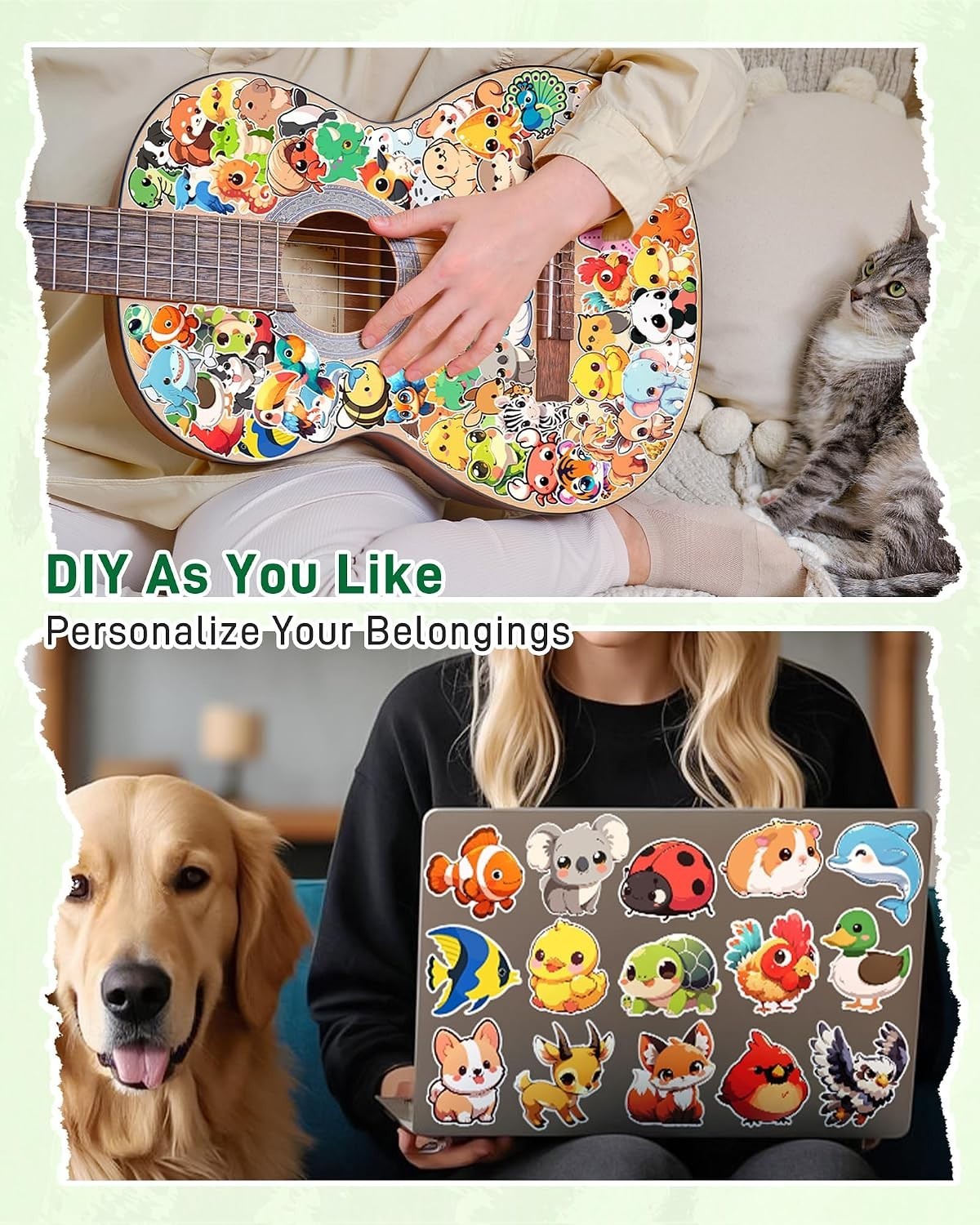 100 Pcs Cute Cartoon Animal Stickers Pack for Teens Adults Kids | Waterproof …