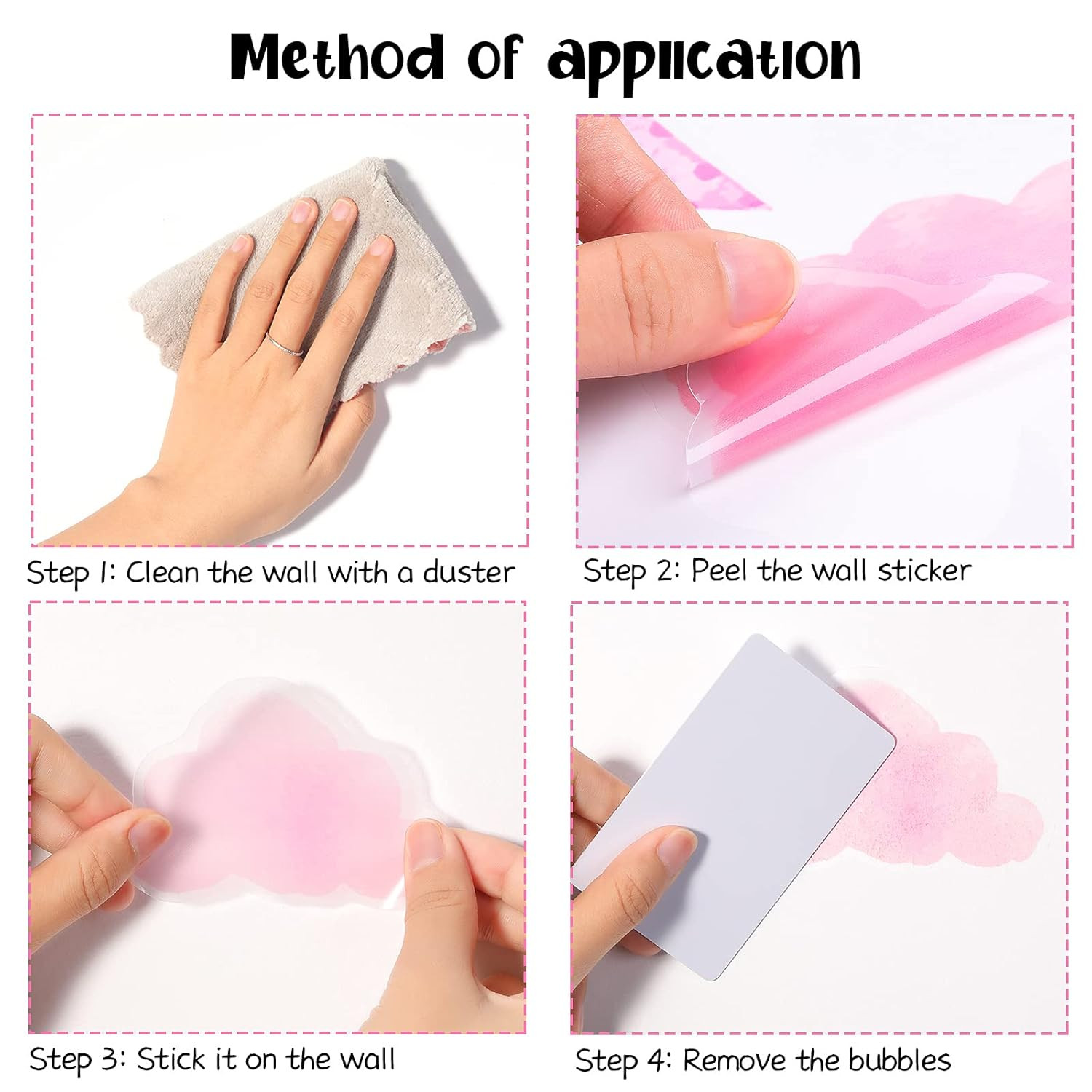 4 Sheets Unicorn Wall Decals Peel and Stick Watercolor Wall Stickers Heart Star