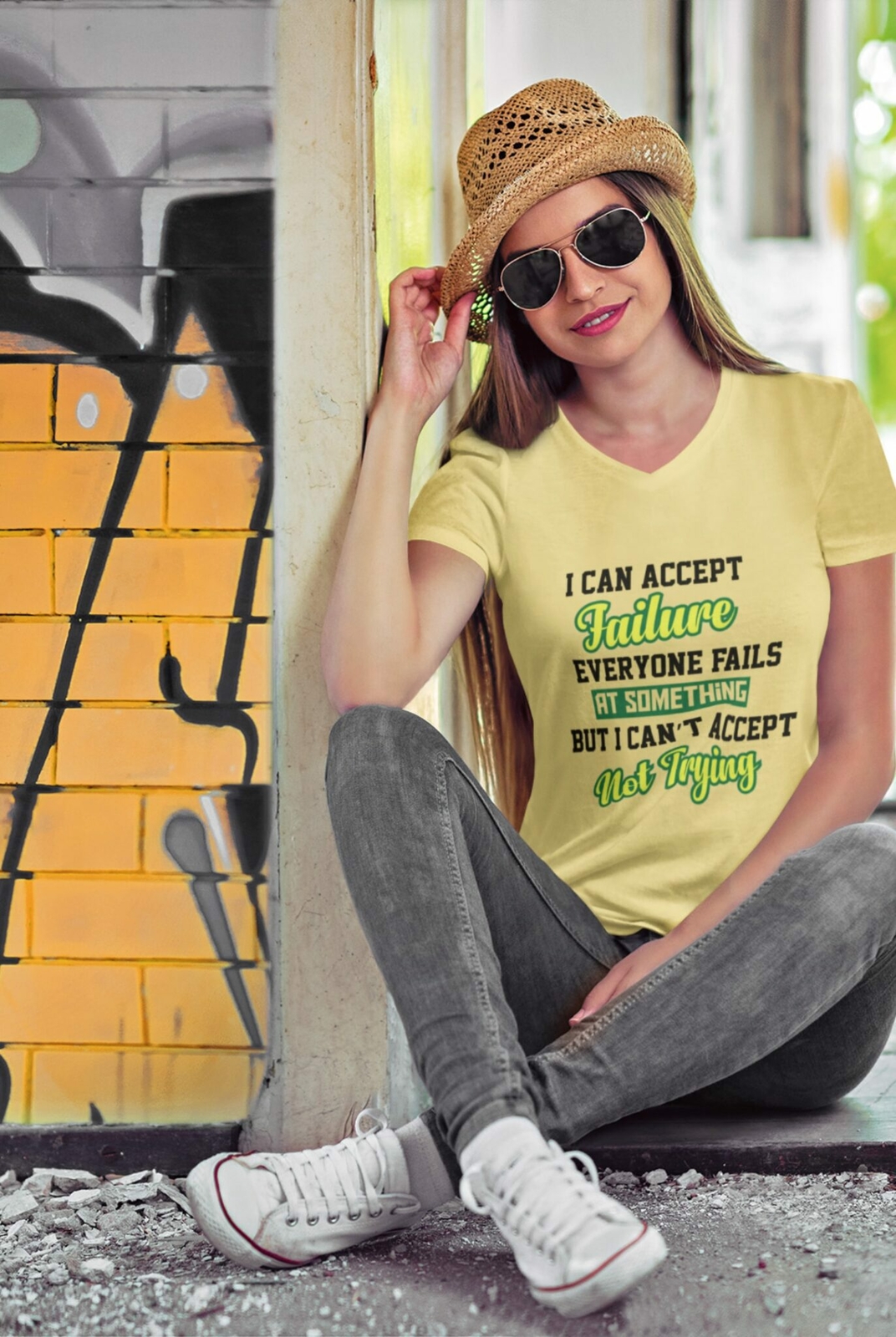 I can’t accept failure V-Neck T-Shirt