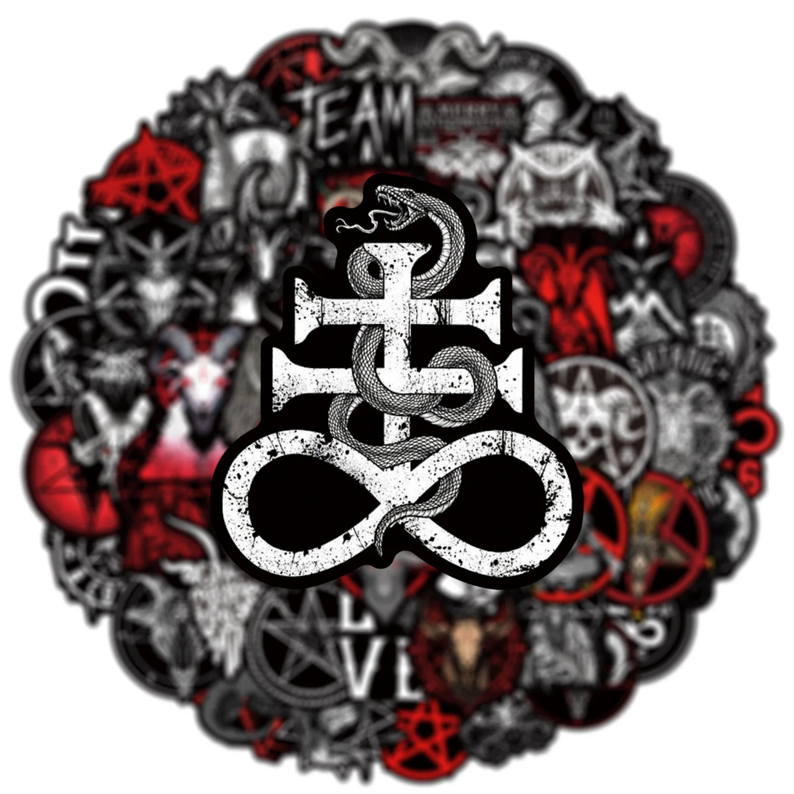50PC Satanic Symbol Stickers Gothic Occult Baphomet Vinyl Decal Pack 2 Inch