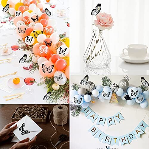72 Pcs 3D Butterfly Wall Stickers Crystal White Black Butterfly Wall Decor,