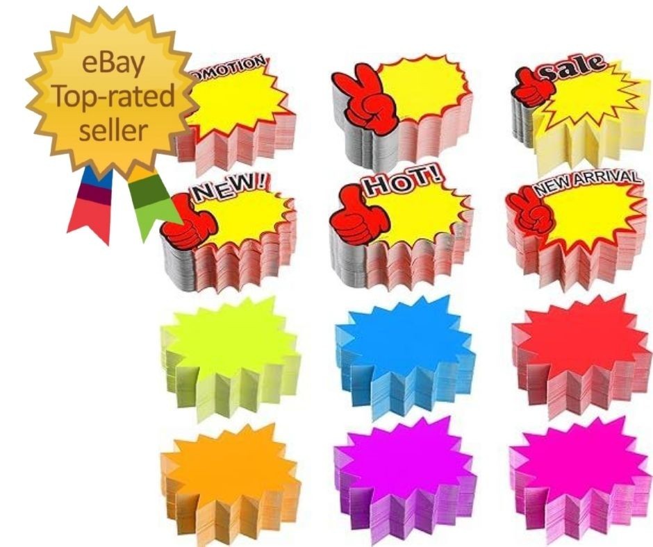 Colarr 1500 Pieces Starburst Signs Sale Signs for Retail Store Fluorescent Price