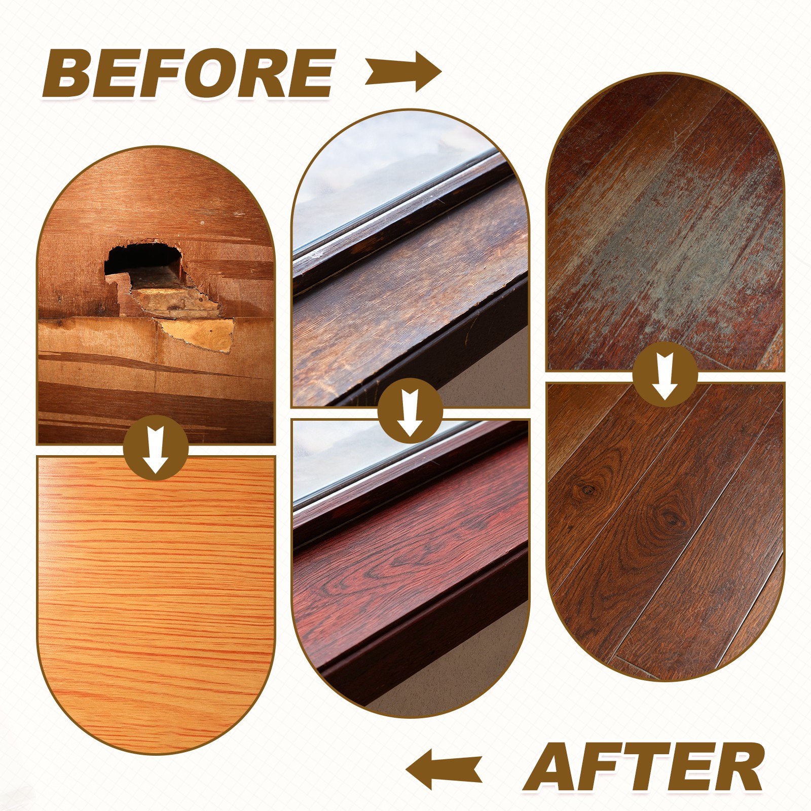 Wood Grain Repair Tape, 3.94 Inch x 16.4 ft Self Adhesive, Poplar
