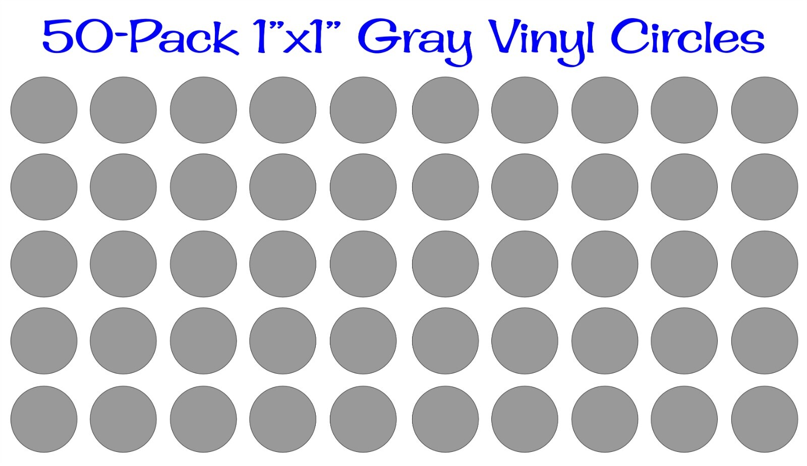 50 pack – 1"x1" Round Gray Vinyl Stickers / Decals Circles Polka Dots Die Cut