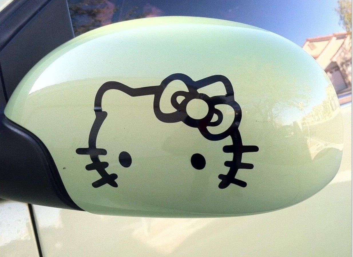 2pcs Red, Silver, Black, Hello Kitty Car Rearview Mirror Decal Sticker St-62