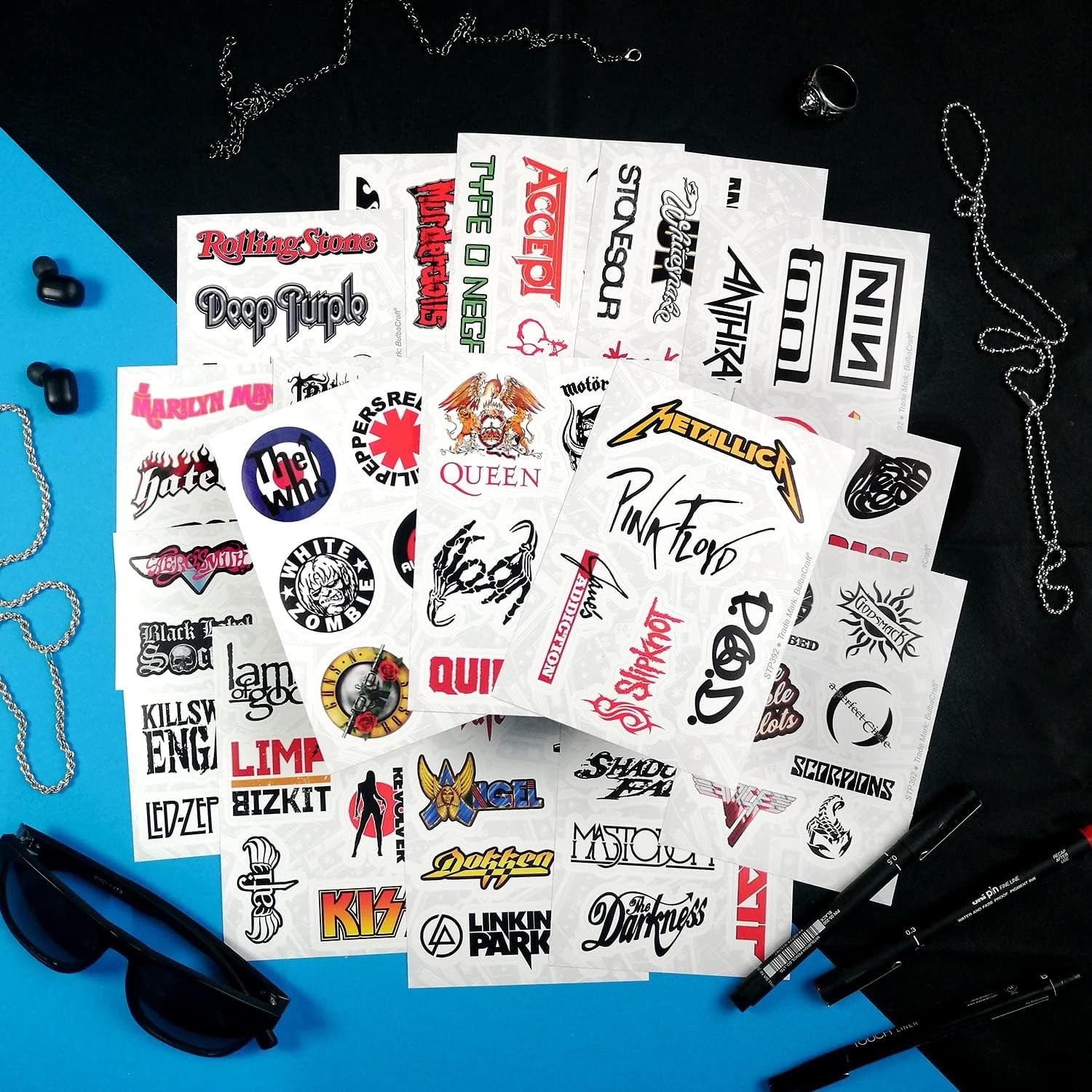 100Pcs Grunge Stickers 90's Grunge Music Rock Stickers Rock Band Decals Music