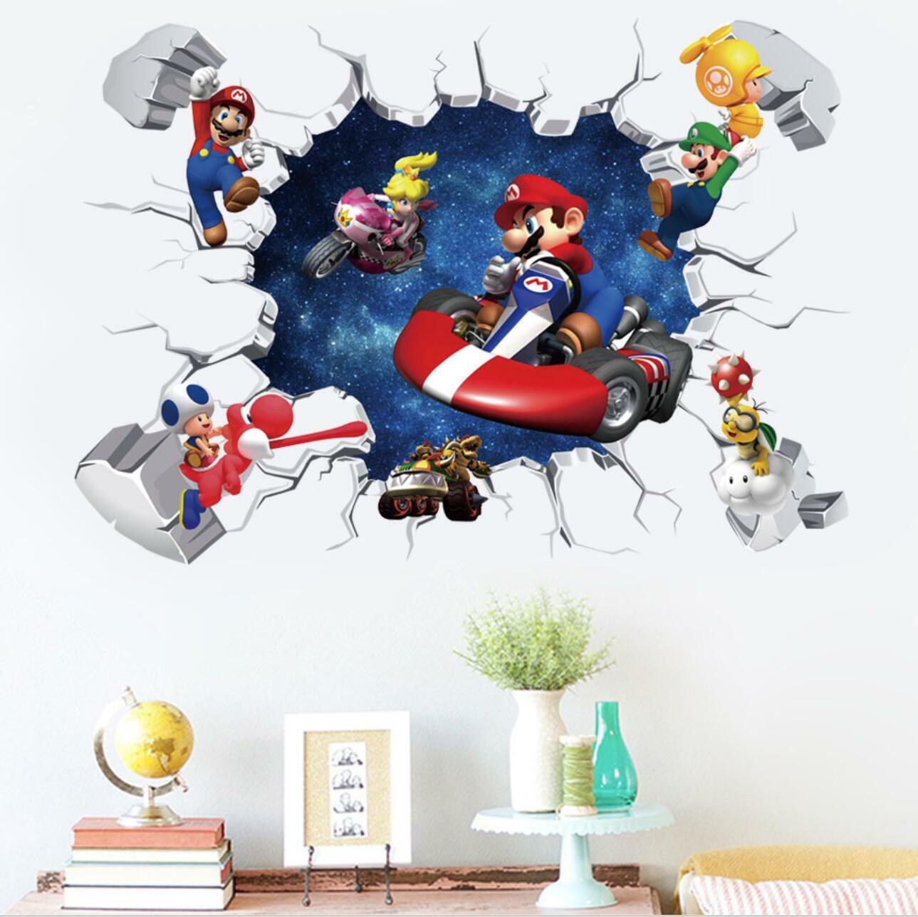 NEW 3D Super Mario Kart Bros Removable Wall Stickers Decal Kids Home Decor USA