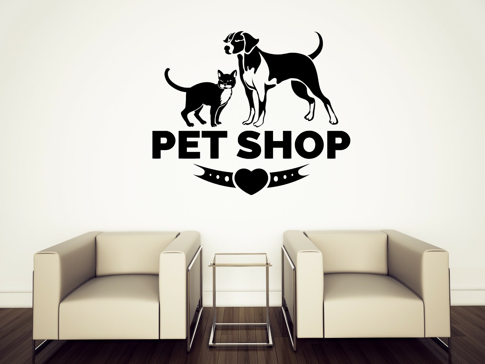 Wall Vinyl Decal Pet Store Logo Cat Dog Home Animals Design (n1609)