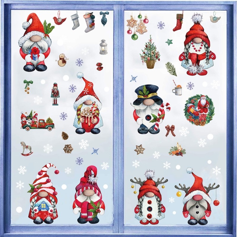 Upgrade Christmas Window Clings Decorations 9 Sheets Elves Window Stickers