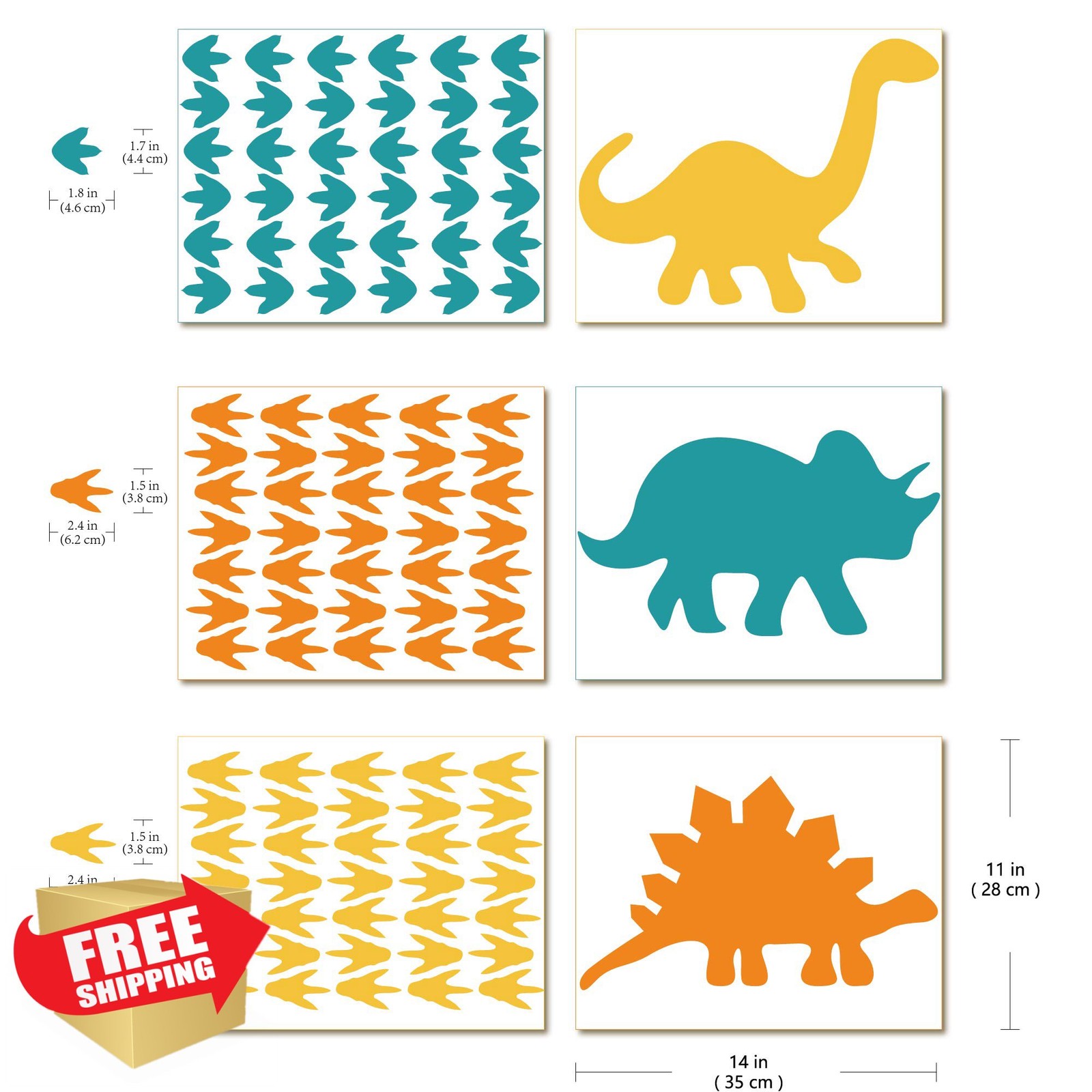 GULIGULI Dinosaur Footprint Decals