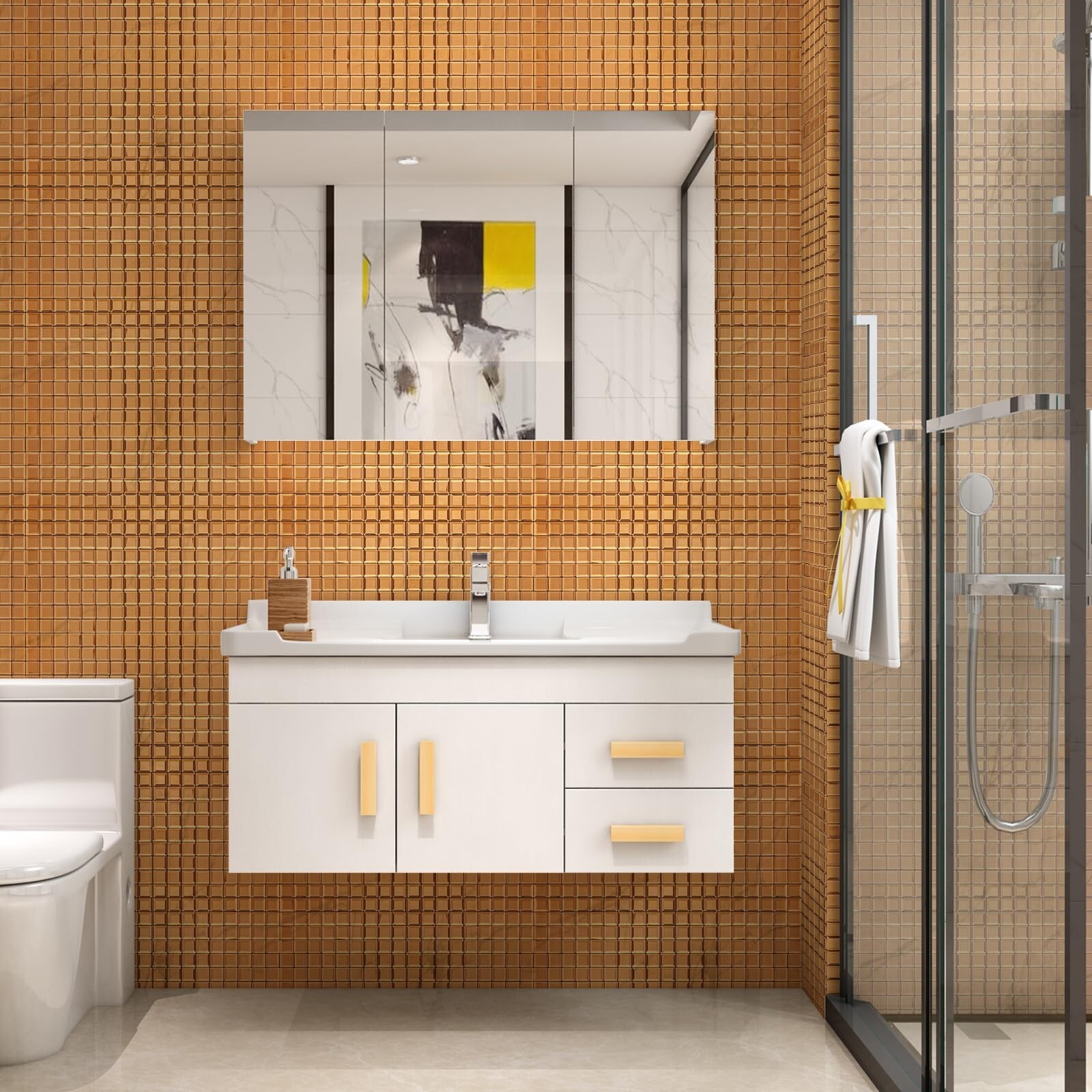 5 Sheets Peel and Stick Silver Square Flat Mirror Mosaic Tiles for Kitchen Ba…