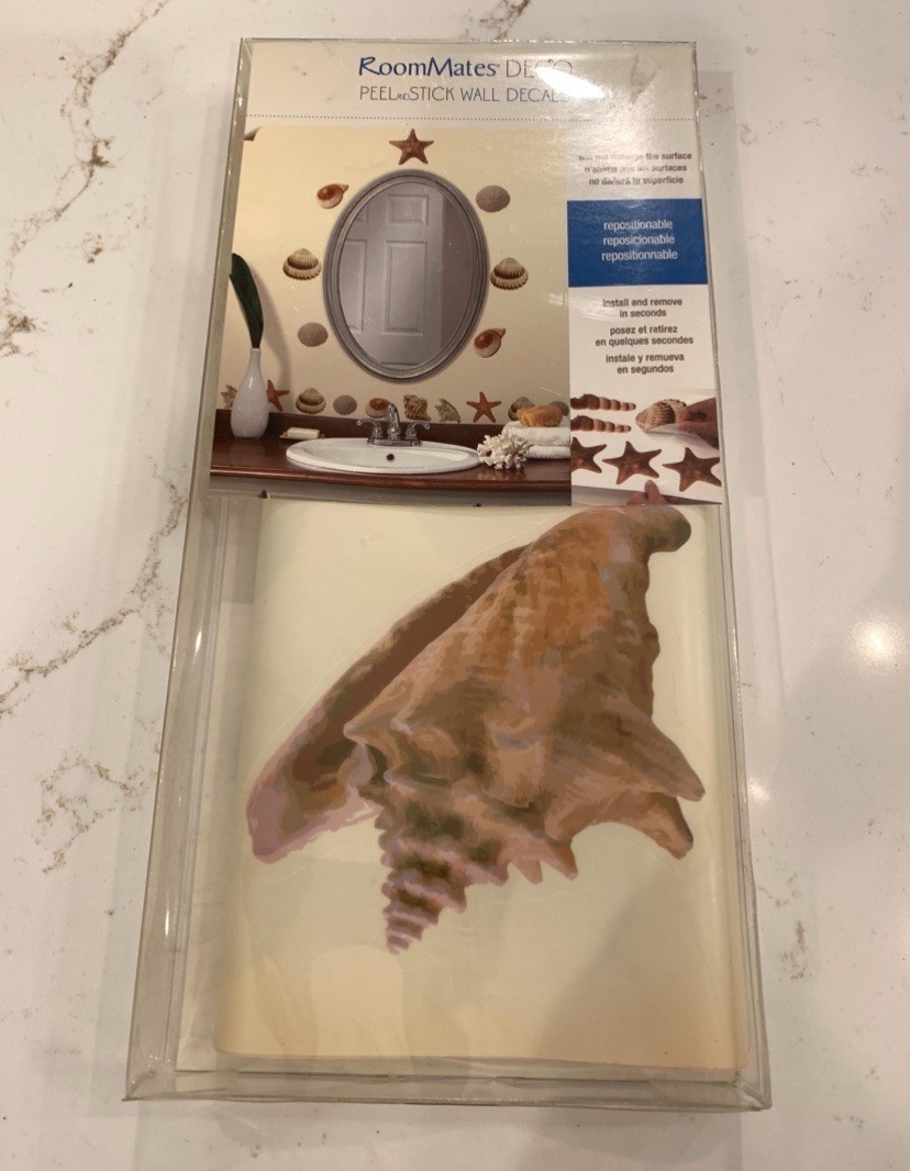 Nautical Seashell & Starfish Peel & Stick (41) Repositionable Wall Decals NEW