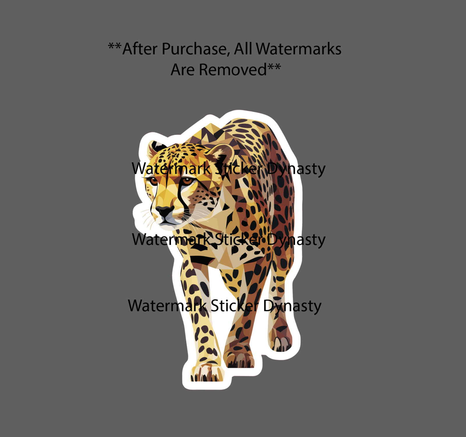 Cheetah Geometric Sticker Waterproof Decal Cat Animal Outdoor Wildlife Gift NEW