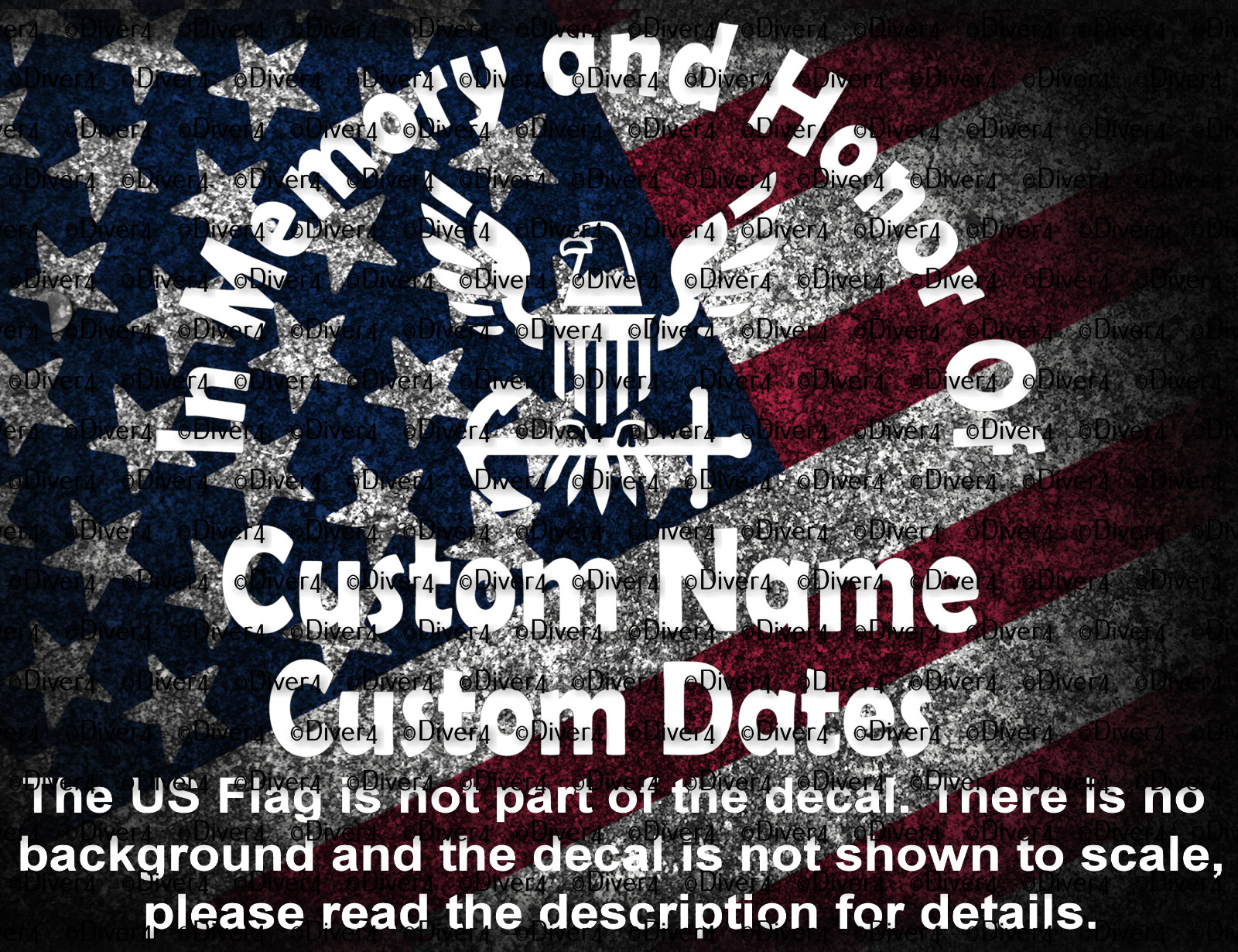 In Honor and Memory Of US Navy Memorial Decal USA Made US Seller