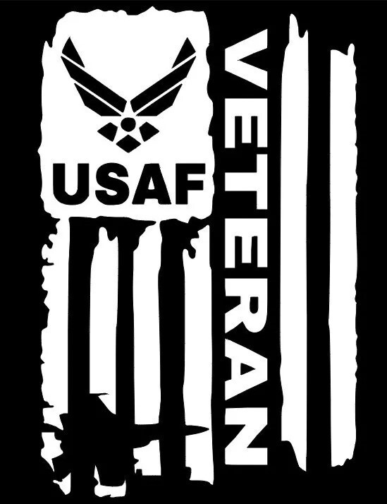 DISTRESSED USAF UNITED STATES AIR FORCE FLAG VETERAN DECAL STICKER
