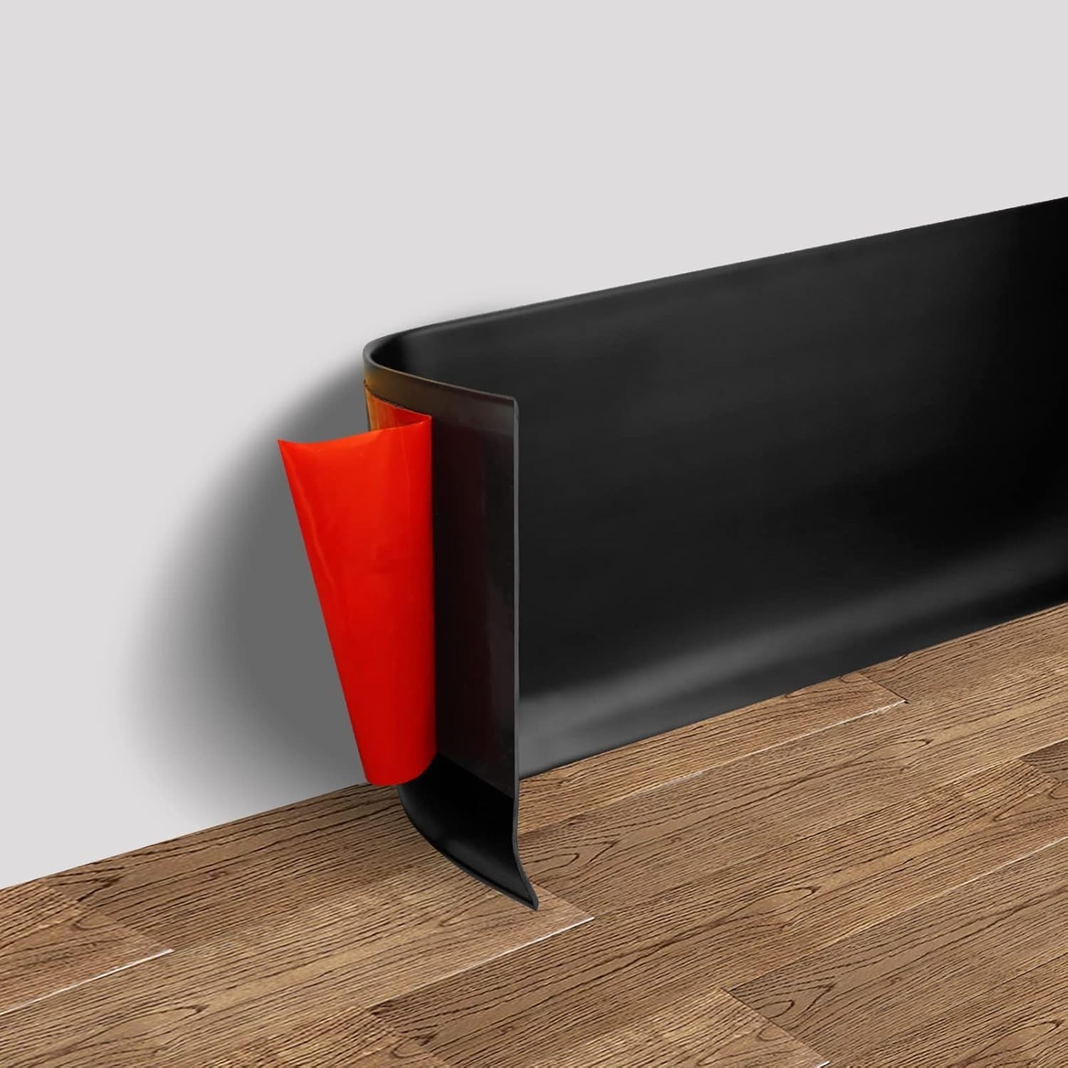 Black Vinyl Baseboard Trim 4" x 20' – Self-Adhesive and Flexible Design